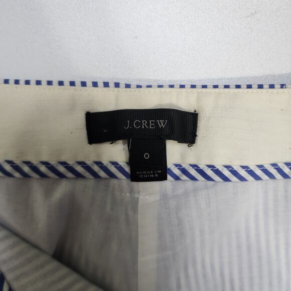 J Crew Womens Cuffed Cropped Wide Leg Pants Size 0 Blue White Pin Stripe G3174 - Picture 8 of 15